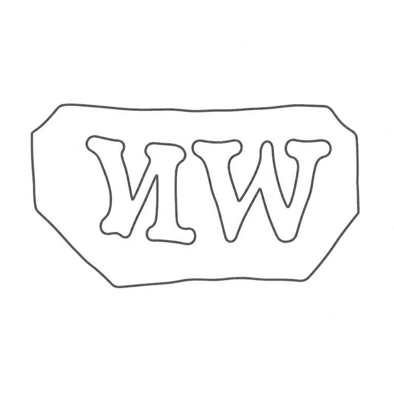 Mark reading The two large letterforms and octagonal cartouche in their original horizontal arrangement; line reconstruction