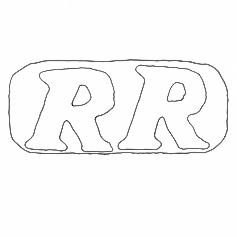 R R: Two R characters visible enclosing punch form are retained left to right; line reconstruction.