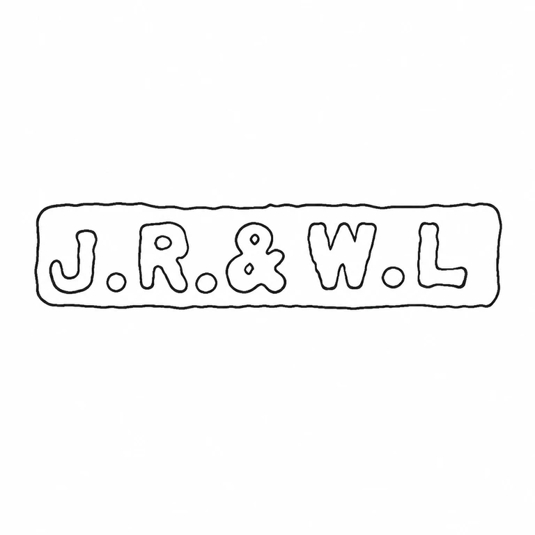 J R & W Laing: The rectangular cartouche and sequence of two initials, ampersand, and two initials with visible separators follow the source line. line reconstruction.
