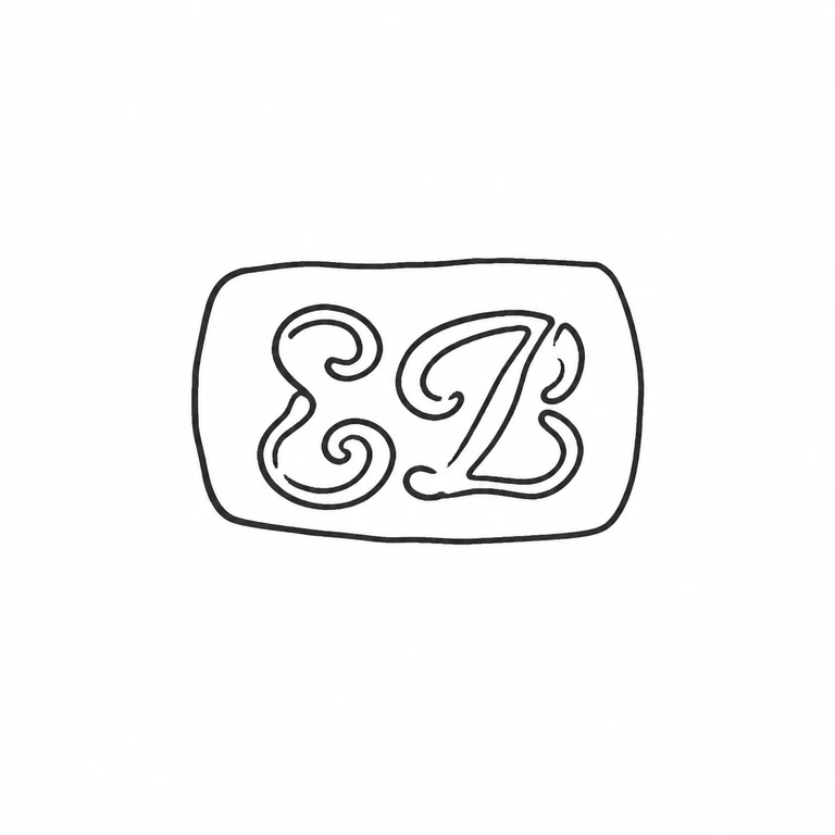 Edward Bennett I: Rounded horizontal cartouche and the two ornate letterforms retain their source order and upright orientation. line reconstruction.