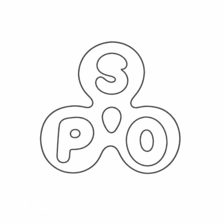 S P Ora & Co (Stephanus Paul Ora): Three connected circular fields are retained with one upper character and two lower characters in the same triangular arrangement. line reconstruction.