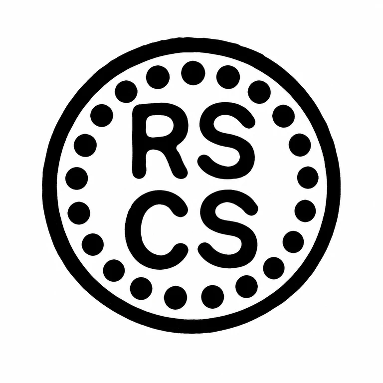 C Shapland & Co (Stanley & Thomas Shapland): The circular enclosure, dotted perimeter ring, and two stacked paired-letter rows preserve the visible concentric arrangement. line reconstruction.