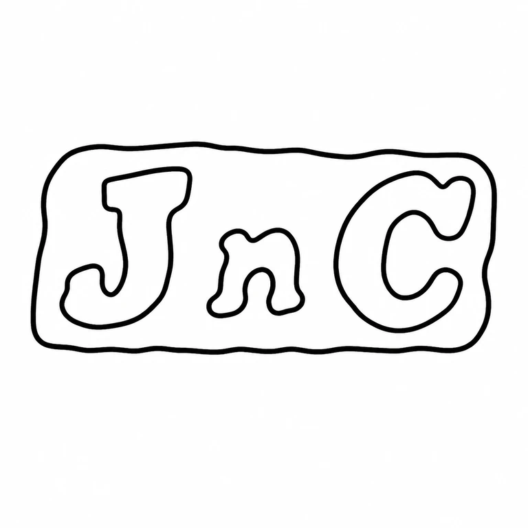 John Crichton: The three visible letterforms and their left-to-right arrangement are retained within the single irregular rounded rectangular cartouche. line reconstruction.