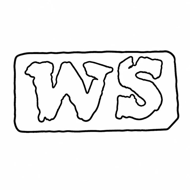 William Schofield: The two visible left-to-right letterforms and their shared clipped rectangular cartouche are retained without added symbols. line reconstruction.
