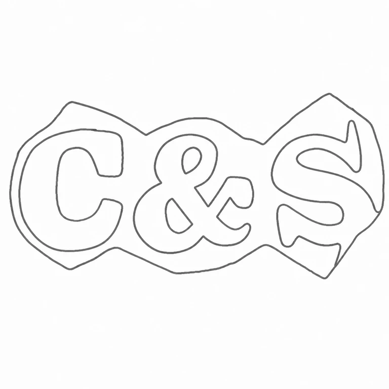 C & S: C&S lettering and its enclosing irregular cartouche in source order; line reconstruction.
