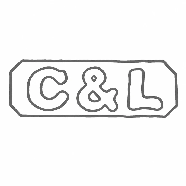 Mark reading The two letters and central ampersand retain their left-to-right order in the clipped-corner rectangular cartouche; line reconstruction