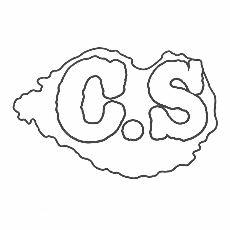 Charles Sienesi: The paired initials with intervening stop and their irregular surrounding outline are retained in the photographed horizontal arrangement. line reconstruction.