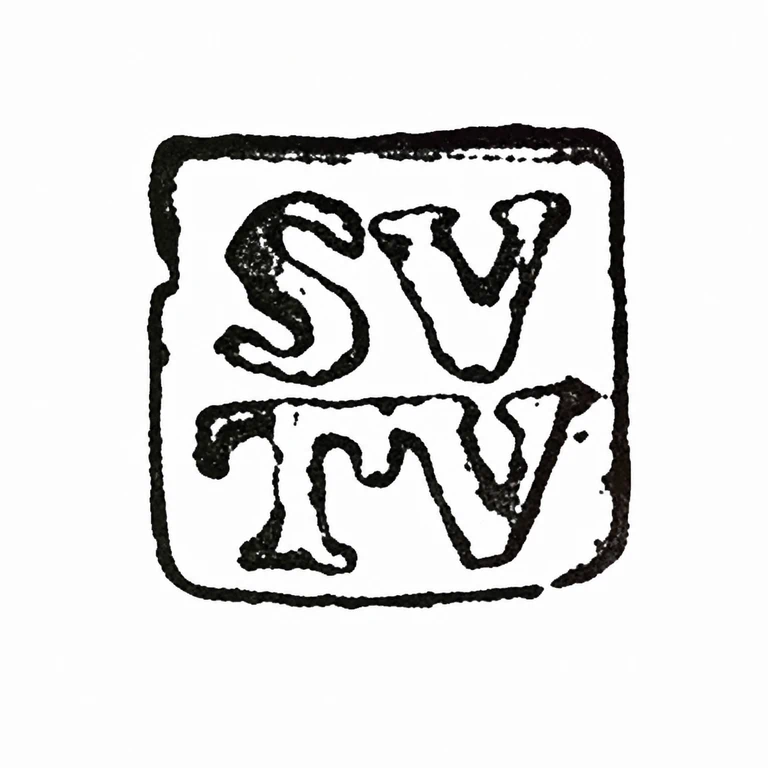 Samuel & Thomas Varden: The square cartouche and stacked S V over T V letter arrangement retain the visible source ordering and orientation. line reconstruction.