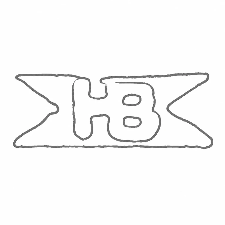 Hirst Brothers & Co Ltd: The bow-tie punch and its two centered block letters, including the two counters of the second letter, match the visible source arrangement. line reconstruction.