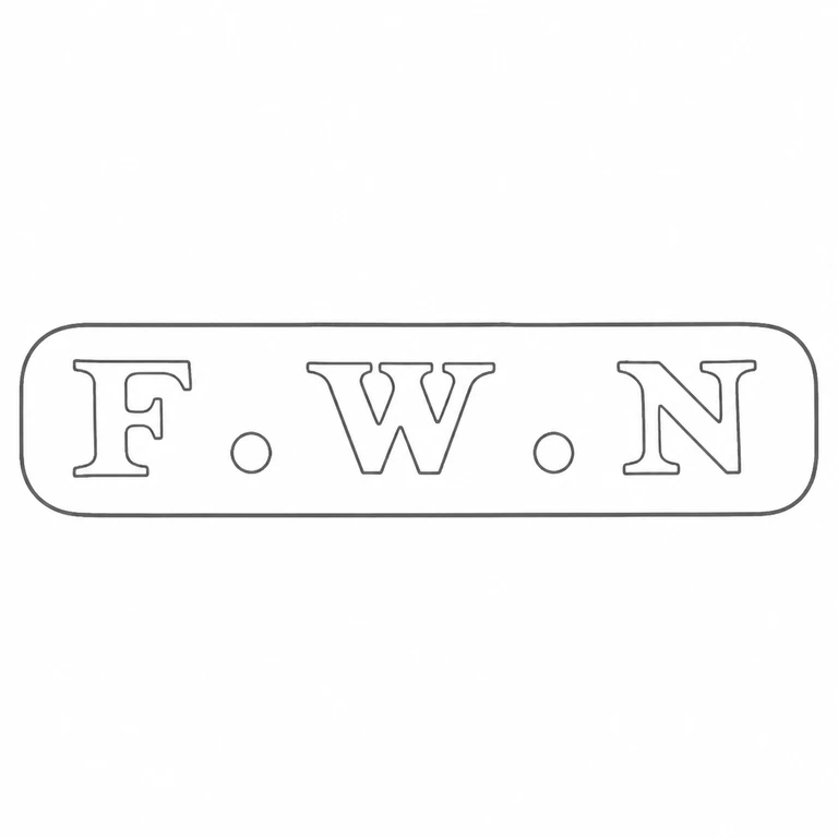 F W N: F-dot-W-dot-N reading low rounded rectangular cartouche; line reconstruction.