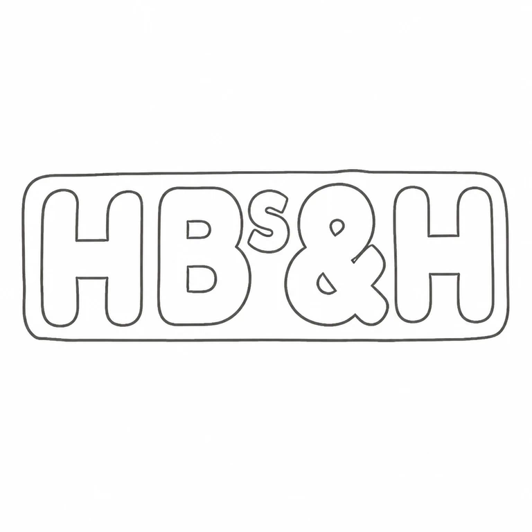 Harrison Brothers & Howson Ltd: Rounded rectangular cartouche retains HBs ampersand H in source reading order; line reconstruction.