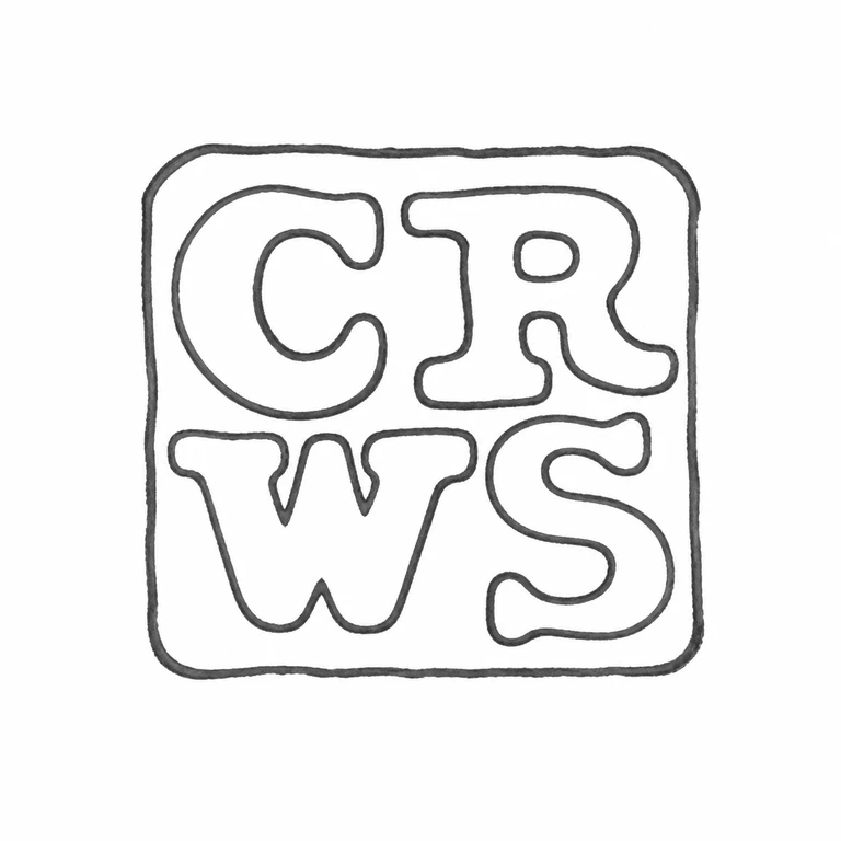 Charles Rawlings & William Summers: Square cartouche with two stacked rows of initials is retained in the source reading order, including the rounded-square border. line reconstruction.