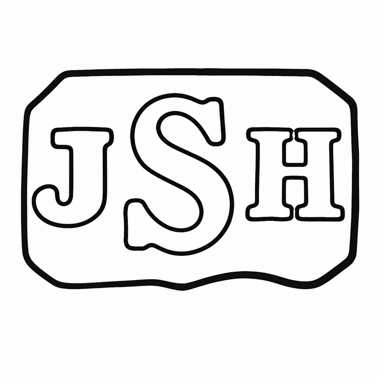 Goldsmiths' Alliance Ltd: Three horizontally arranged letterforms are retained inside a single cartouche with the same clipped upper corners and curved lower edge. line reconstruction.