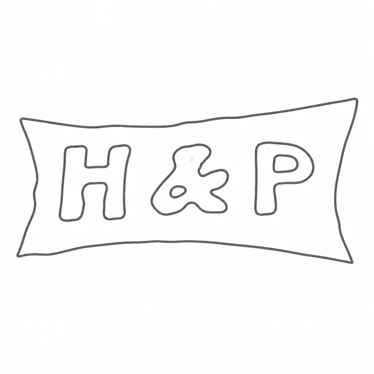 Hands & Pearce: The waisted rectangular punch, two letters, and central ampersand-like form are preserved in their horizontal source arrangement. line reconstruction.