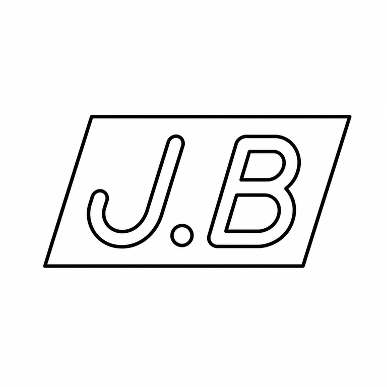 J B: The two slanted capital letterforms, central point, and parallelogram border are retained with the original reading direction. line reconstruction.