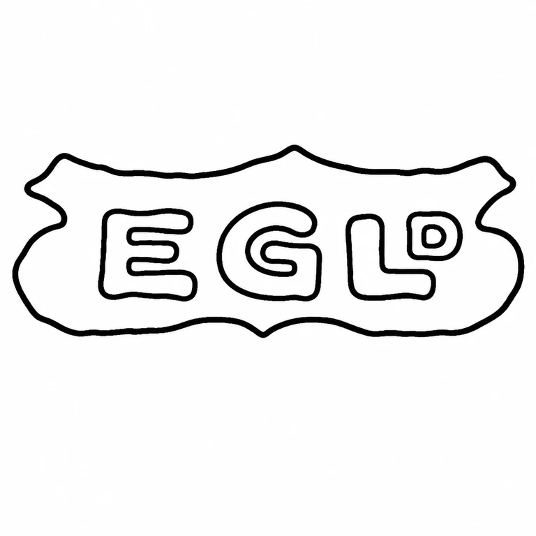 E G Ltd: The horizontal letter group, including the small final enclosed character, follows the photographed arrangement inside its scalloped cartouche. line reconstruction.