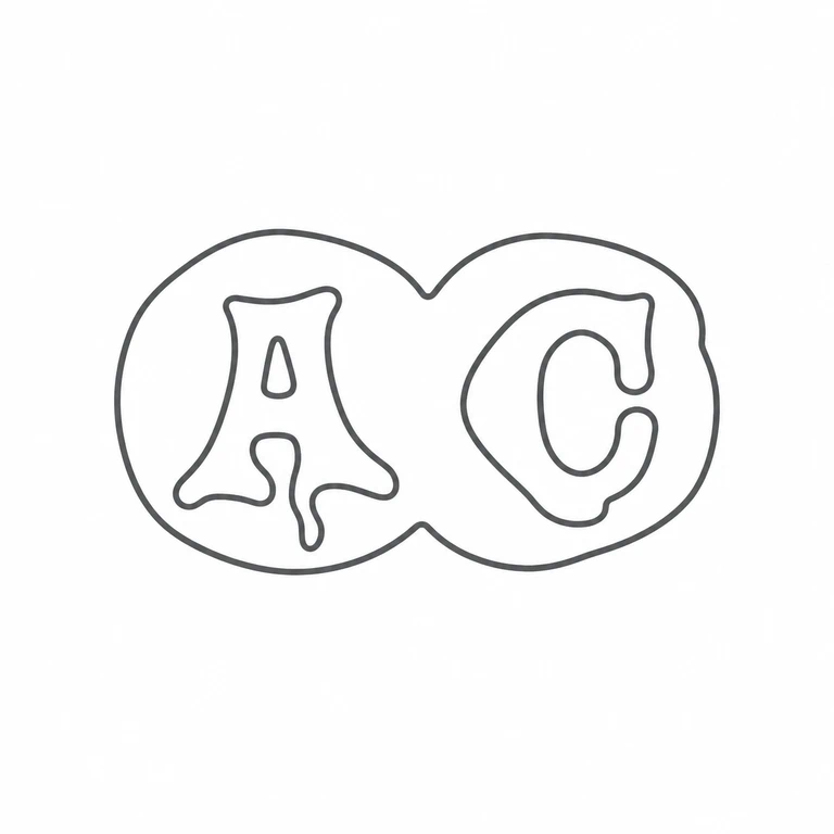 Alexander Crichton: Two adjoining circular lobes with one initial in each are retained upright, with the same left-right order and central join. line reconstruction.