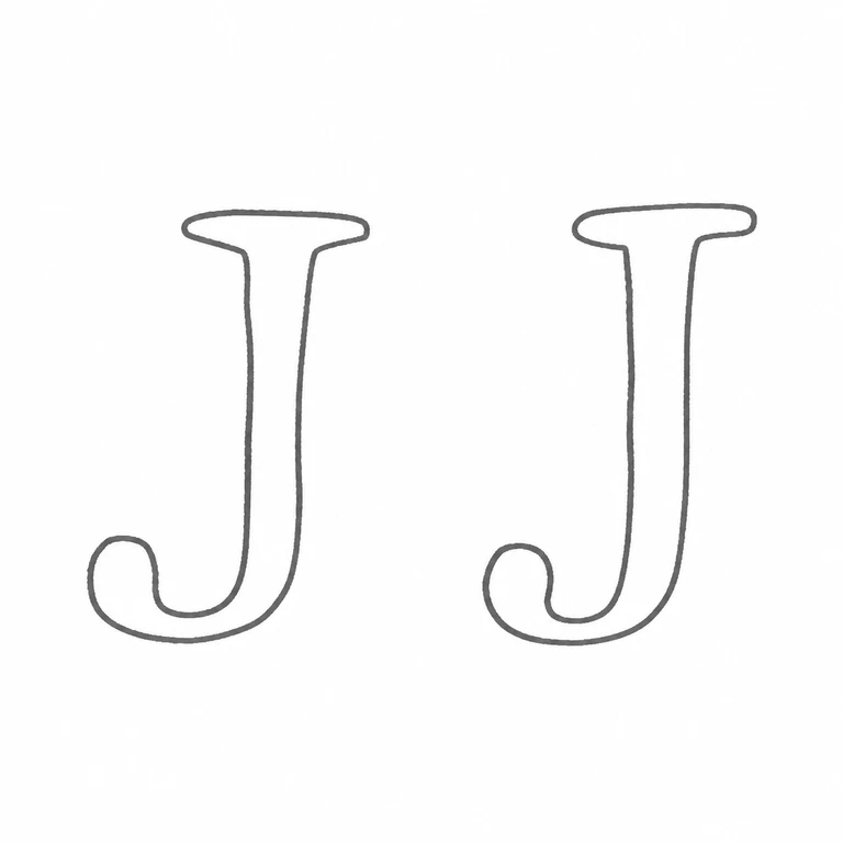 James Jackson I: Two upright matching initials are retained side by side with their source spacing and no unsupported border. line reconstruction.