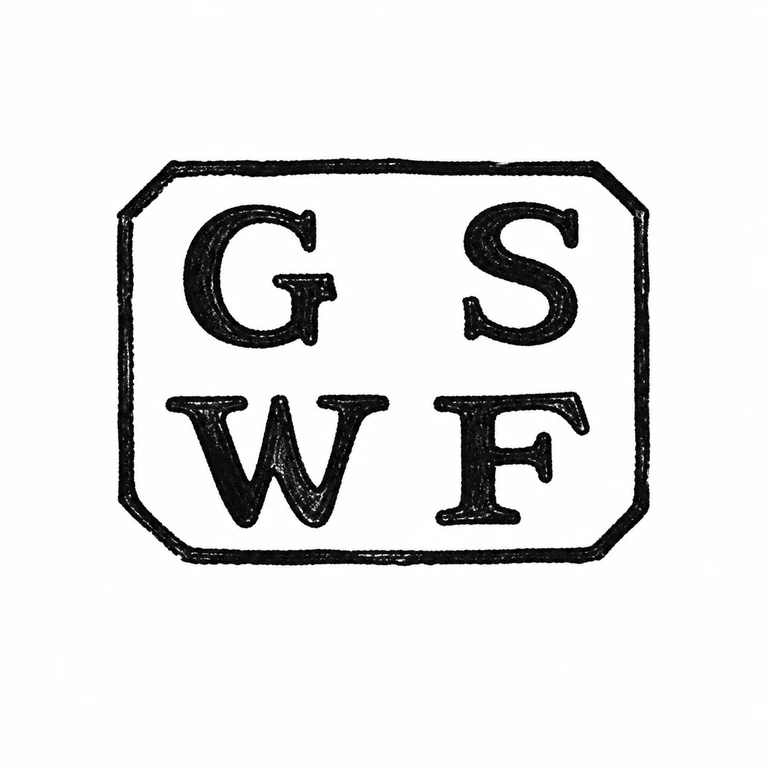 George Smith: The chamfered rectangle and two-line G S over W F arrangement are preserved in orientation and reading order. line reconstruction.