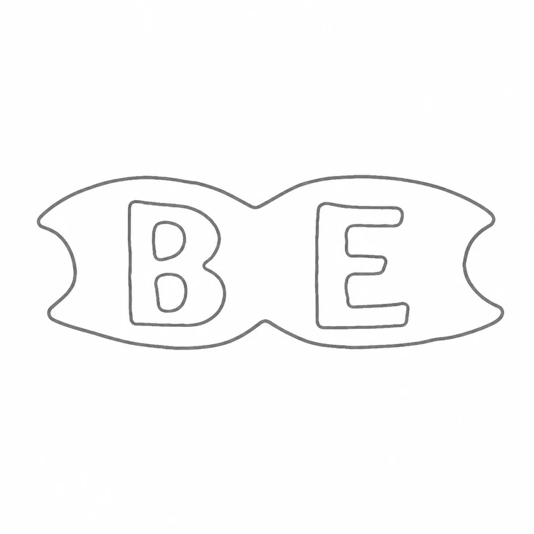 B E: The B and E remain in their source order inside the visibly waisted two-lobed cartouche; line reconstruction.