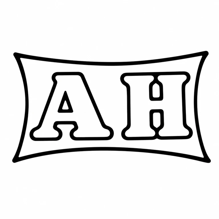 Albert Hausman: The two initials and their long bowed rectangular cartouche are preserved in the source orientation. line reconstruction.