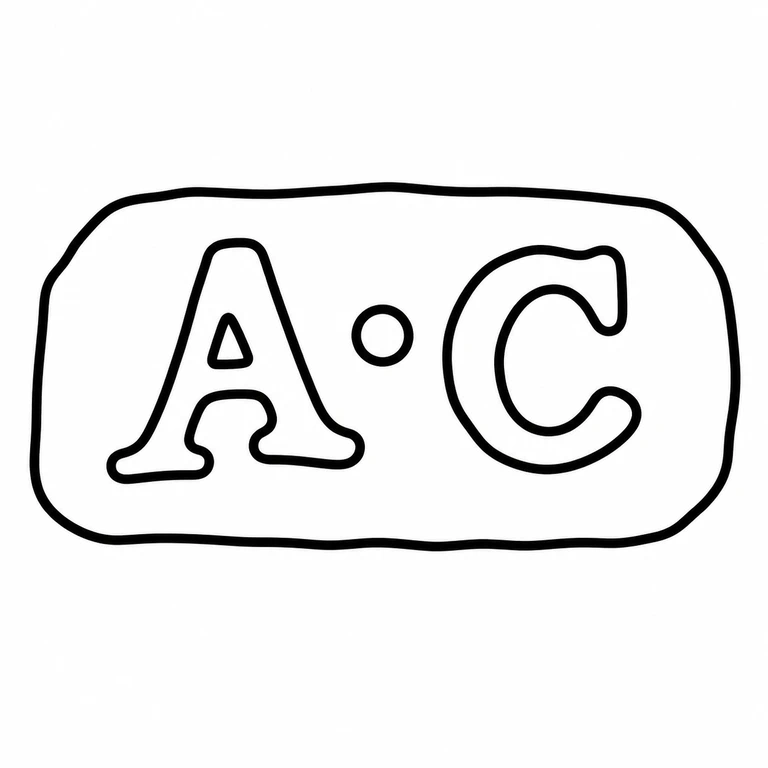 Mark reading The two initials, single separating stop and rounded rectangular cartouche preserve the source's horizontal arrangement; line reconstruction