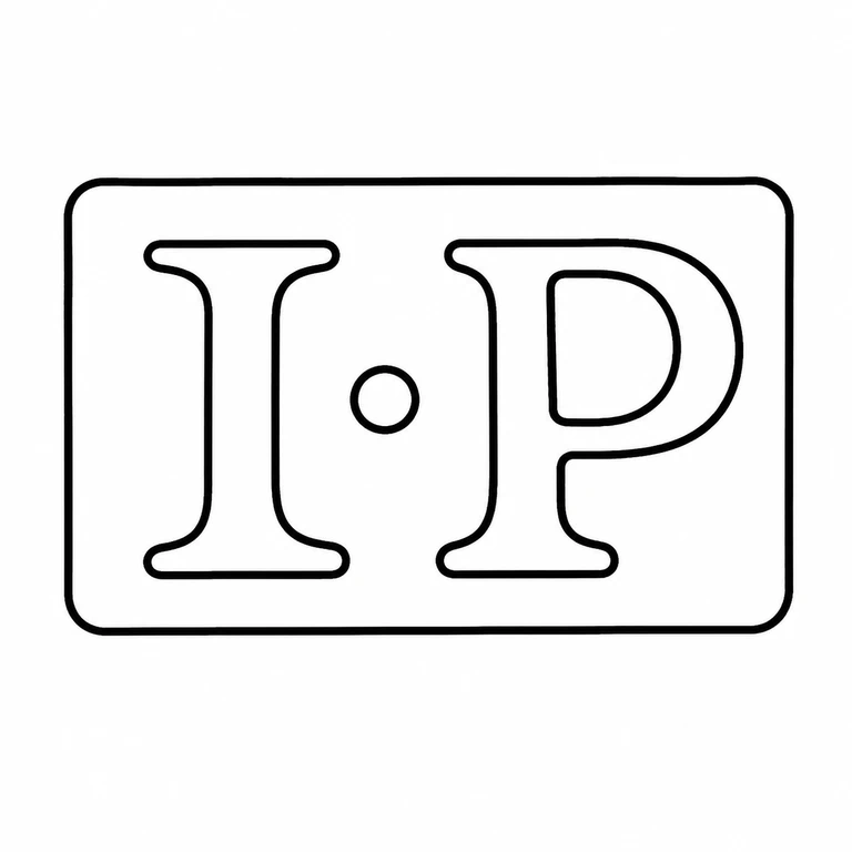 John Perry: The drawing preserves the source rectangular punch and T-dot-P layout, including its separate central dot and source reading direction; line reconstruction.