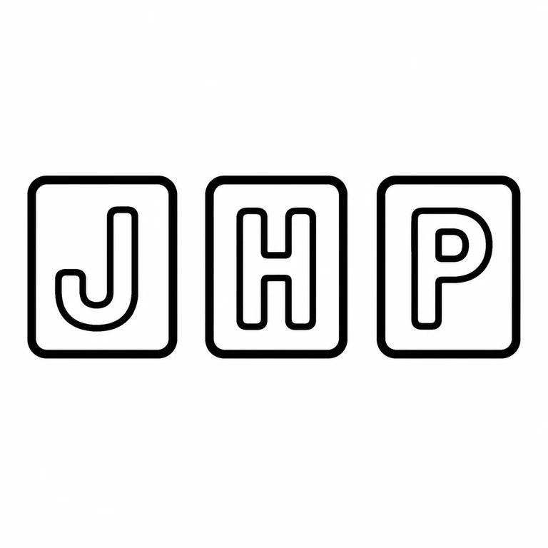 John Henry Potter: The three individual rounded-square punches and their initials match the source's left-to-right sequence. line reconstruction.