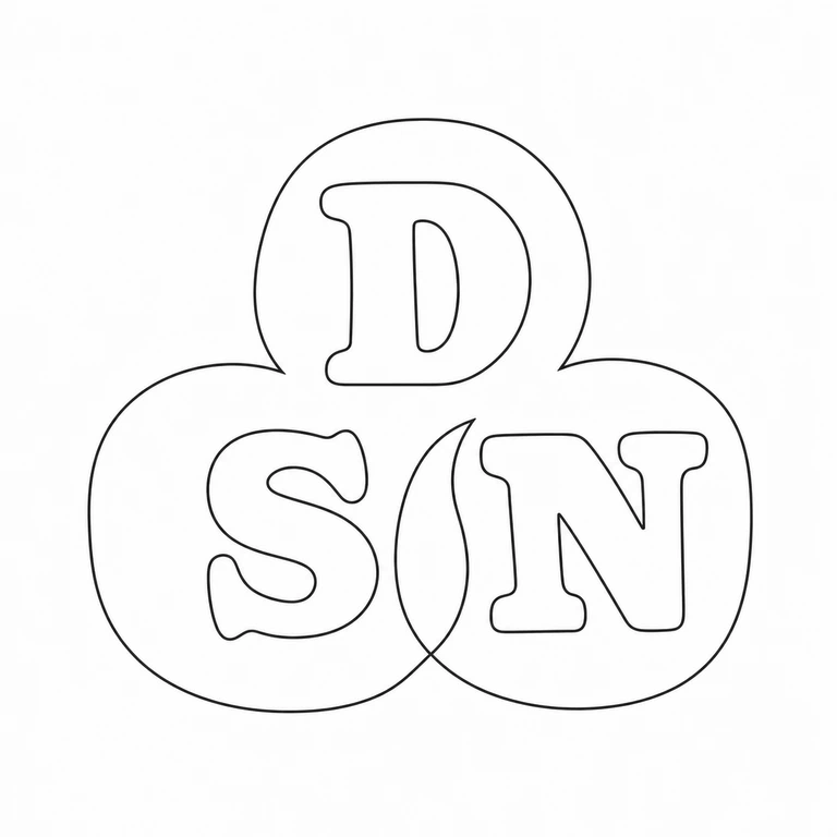 Sharman Dermott Neill: Three linked roundels are retained in the same stacked arrangement, with the upper initial and the two lower initials preserved without adding another mark. line reconstruction.