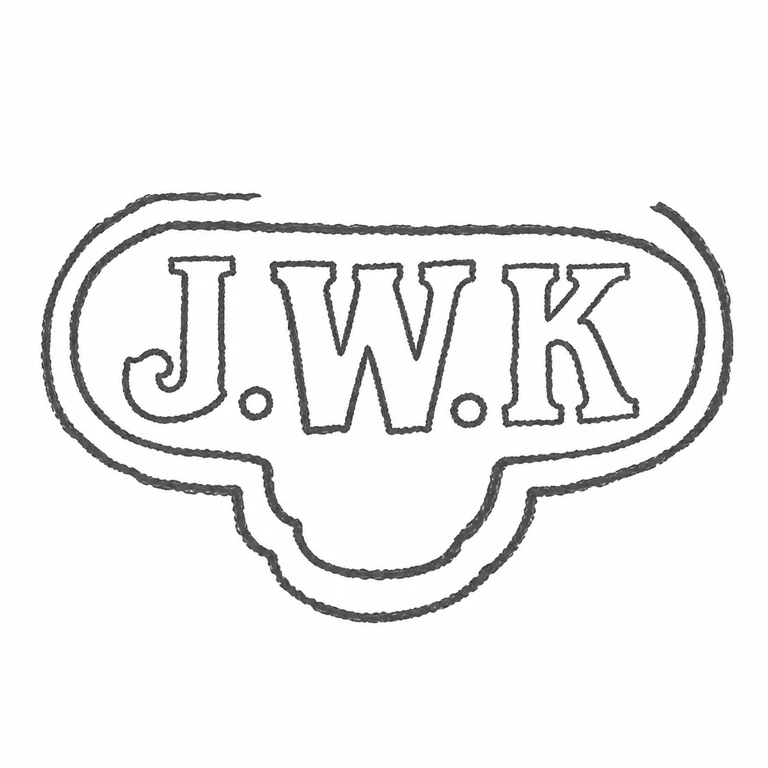 John William Kilpatrick: The three initials with intervening stops and the double-loop, lobed enclosure are retained in the photographed arrangement. line reconstruction.