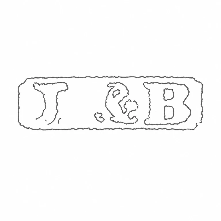 James Reid & Brothers: The rectangular punch, three letter forms, and central ampersand-like separator are reconstructed in the source's horizontal arrangement. line reconstruction.