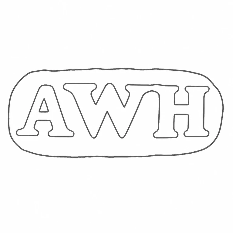 Arthur William Hardiman: Horizontal rounded cartouche and AWH lettering are retained in source order; line reconstruction.