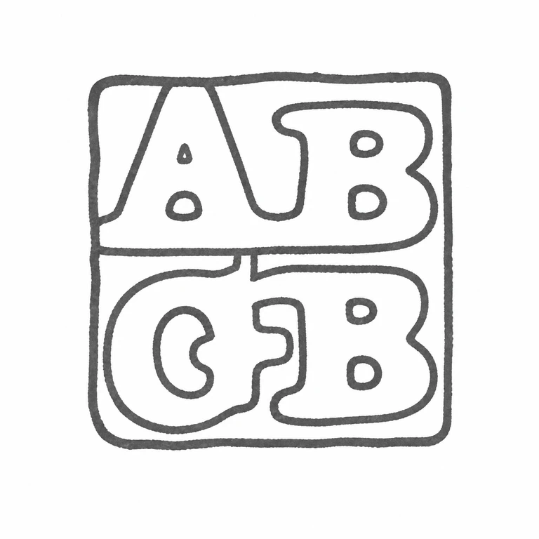 Alice & George Burrows II: The rectangular field, horizontal divider, and two stacked two-character rows match the source arrangement. line reconstruction.