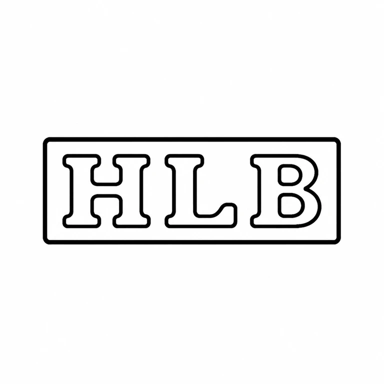 H L Brown & Son: Three bold letters retained in long rectangular cartouche. line reconstruction.