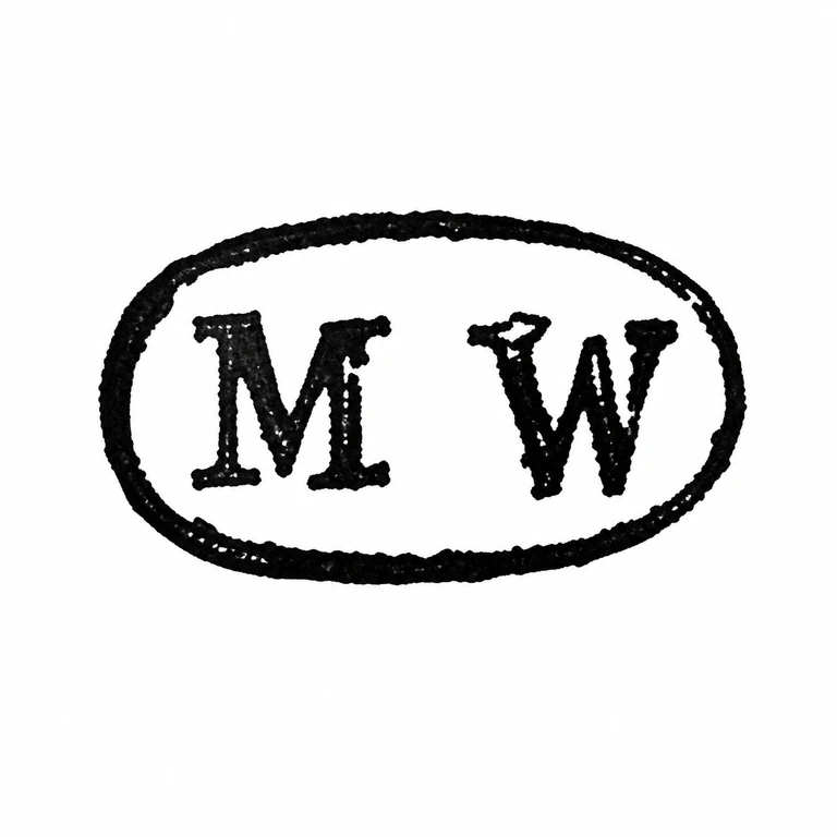 Mark reading Two separated upright initials oval border retain their source order; line reconstruction