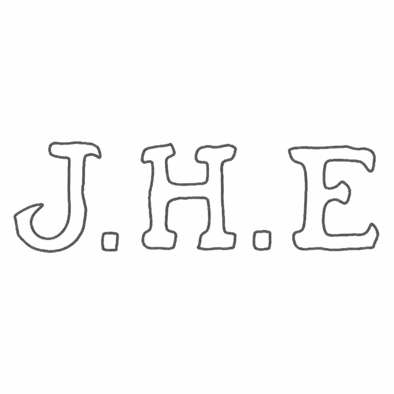 Joseph Harris Elliott: Left-to-right J.H.E lettering and both intervening stops are reconstructed as a clean monochrome outline with no cartouche asserted; line reconstruction.
