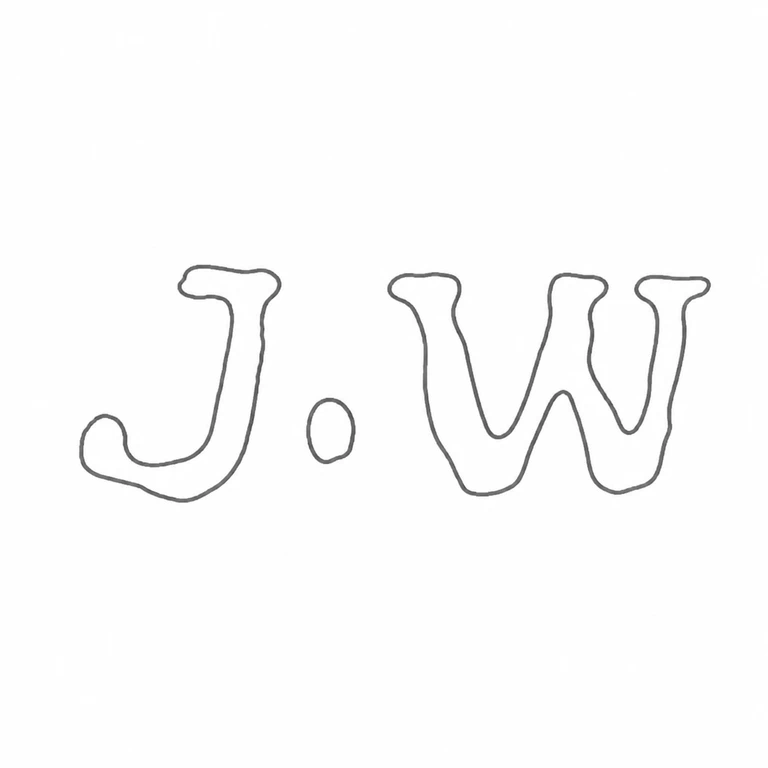 Joseph Walton: The unbordered J-dot-W initials in the source's horizontal reading order; line reconstruction.