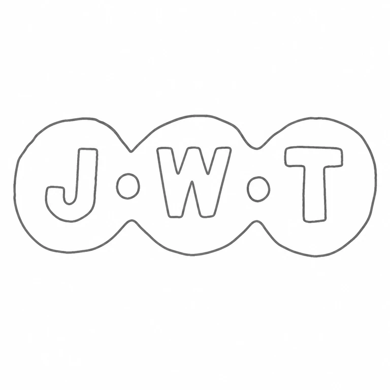 James Walter Tiptaft J W Tiptaft & Son Ltd (from c1918): Three joined round lobes, J-dot-W-dot-T reading, and their left-to-right arrangement are retained as clean outlines; line reconstruction.
