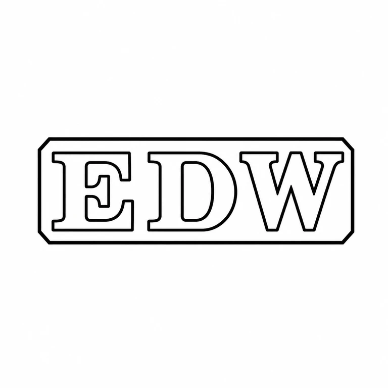 Edward Dunwoody Wilmot: The horizontal outlined enclosure and E, D, W sequence retain the source's upright arrangement without added symbols. line reconstruction.