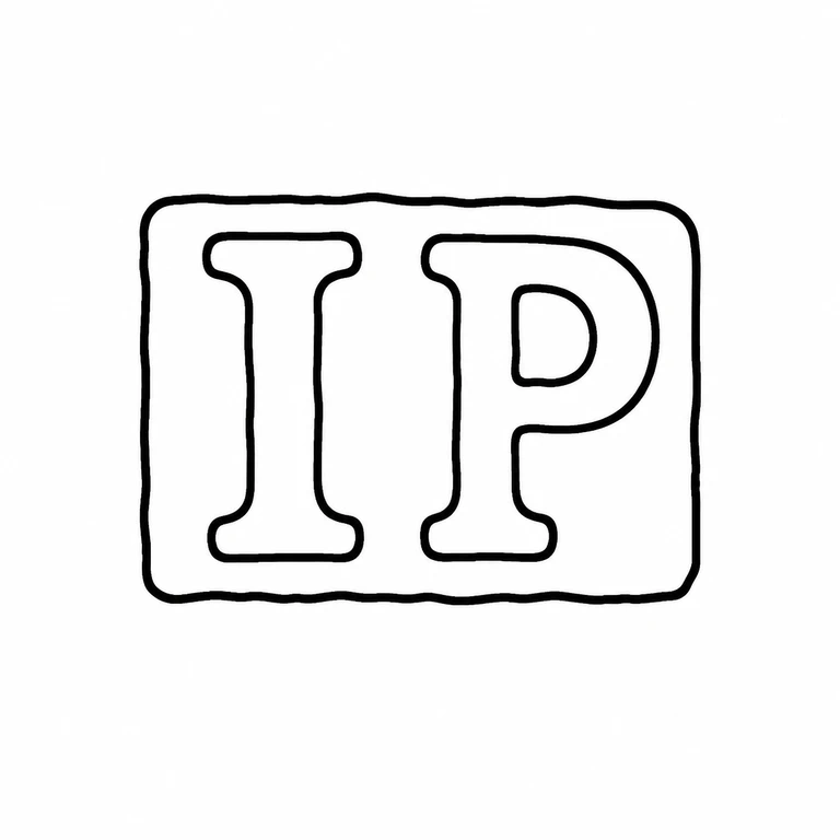 I P (see Comments): The two upright initials and their enclosing rounded rectangular cartouche are preserved in the photographed left-to-right arrangement. line reconstruction.