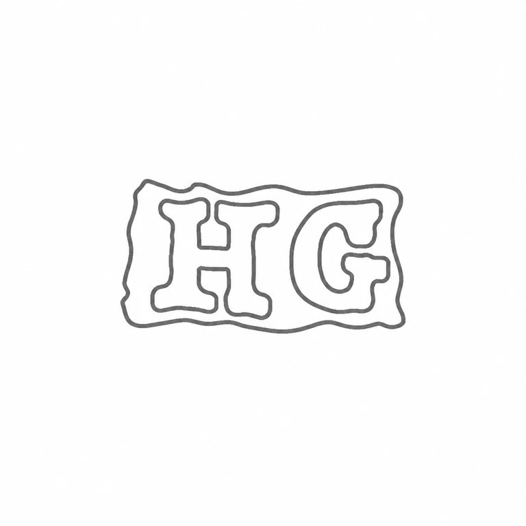Henry Greaves: The two large letters and their irregular rectangular enclosure are preserved as a simple monochrome outline reconstruction. line reconstruction.