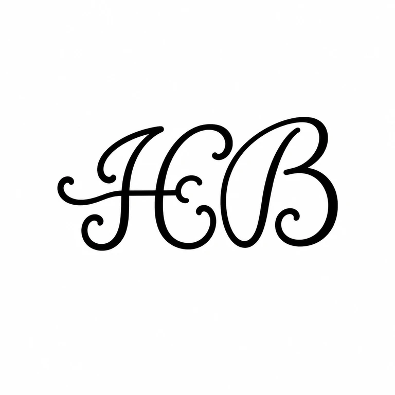 Henry Bailey: The connected ornate monogram remains horizontally oriented, with its long lower swashes and tall terminal stroke retained as visible forms. line reconstruction.