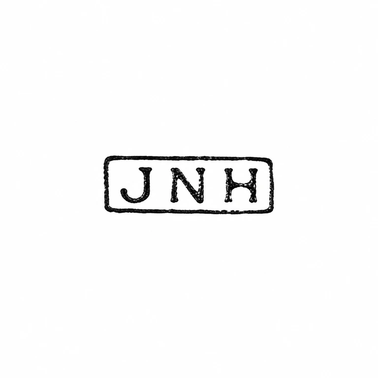 John Herbertson: Three upright initials in one narrow rectangular punch retain their order and enclosing border. line reconstruction.