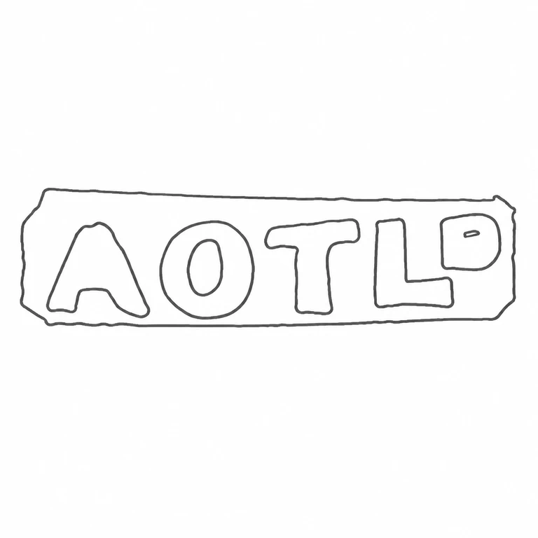 Anglo-Orient Trading Co Ltd: The row of five letterforms in the long rectangular cartouche is retained left to right, including the small terminal letterform at the far right. line reconstruction.