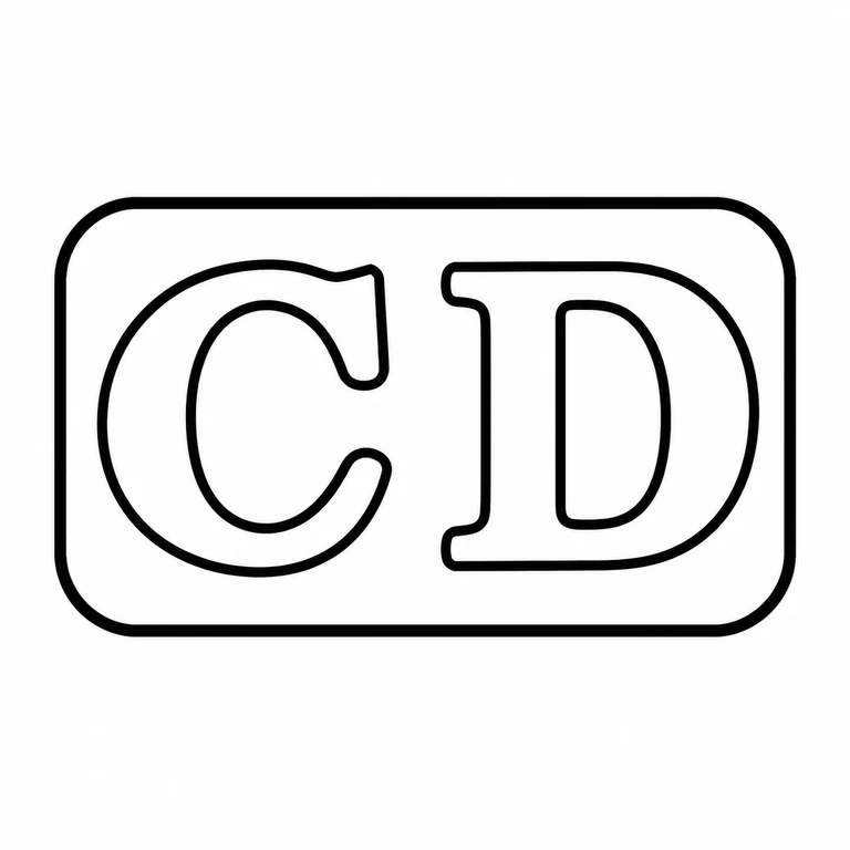 Charles Henry Dumenil: The source-supported rounded rectangular cartouche and C then D letters are maintained, C opening and D counter represented as visible forms; line reconstruction.