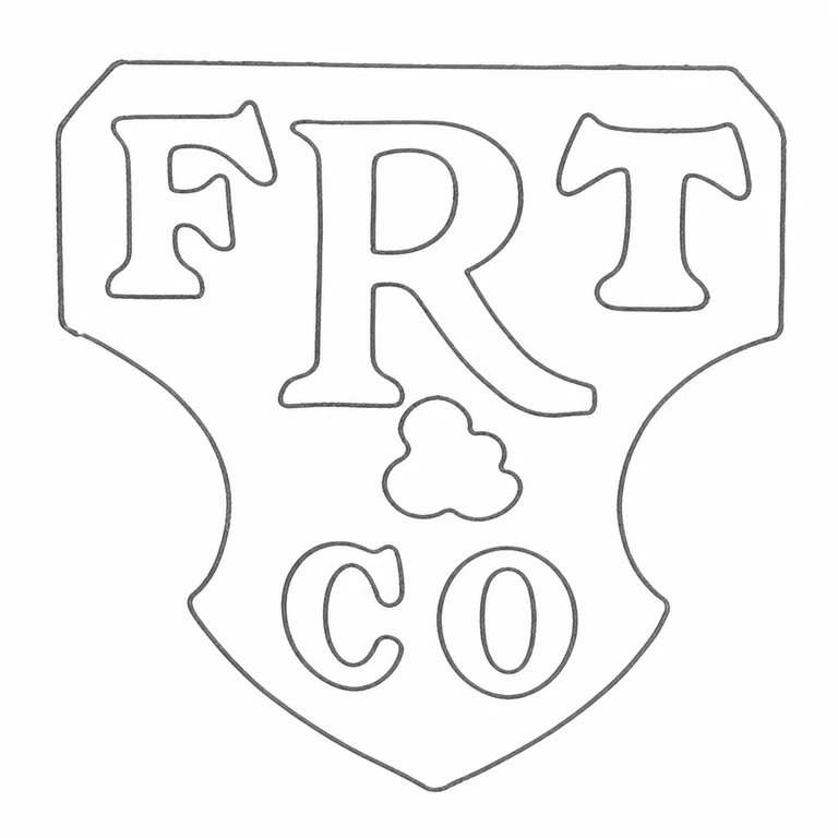 F T Ray & Co: Shield-like boundary, FRT upper row, central ampersand, and CO lower row preserve source layout; line reconstruction.