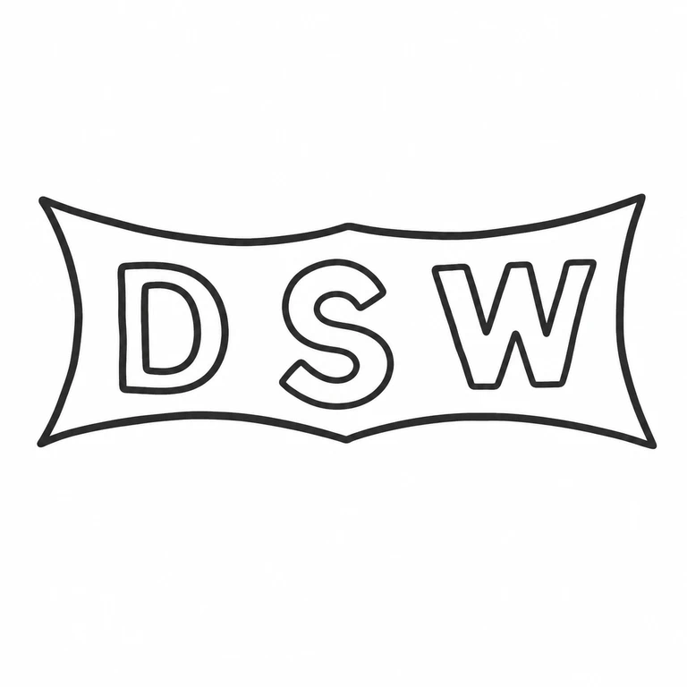 D S W: The three initials and the concave-sided rectangular cartouche retain their photographed orientation and spacing. line reconstruction.