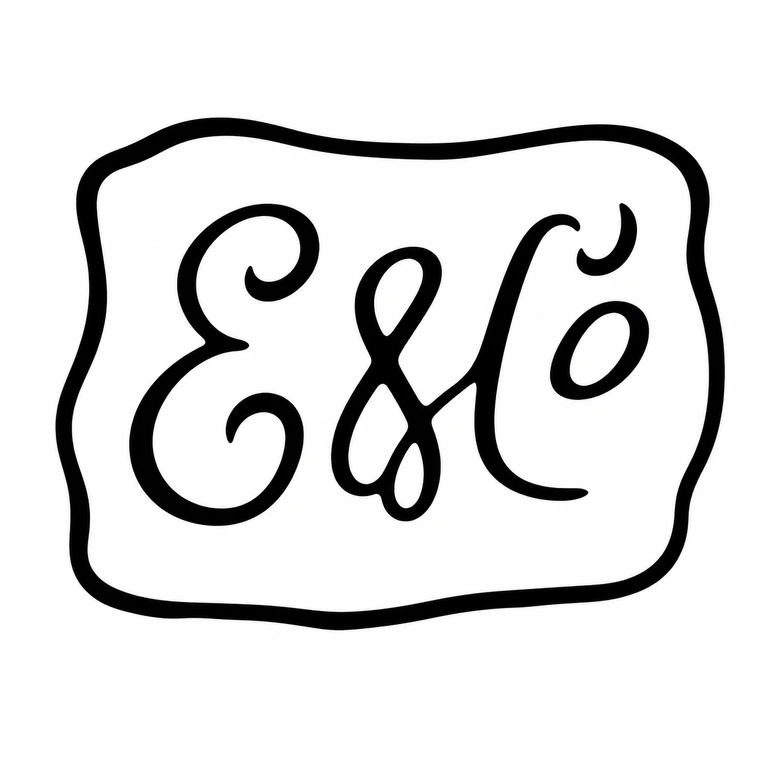Ellis & Co: The source's cursive initials and terminal abbreviation are preserved as a single horizontal inscription in the irregular rectangular punch. line reconstruction.