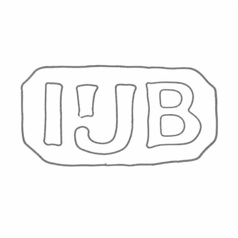 I J B: Clipped rectangular cartouche retains I, J, B left-to-right; line reconstruction.