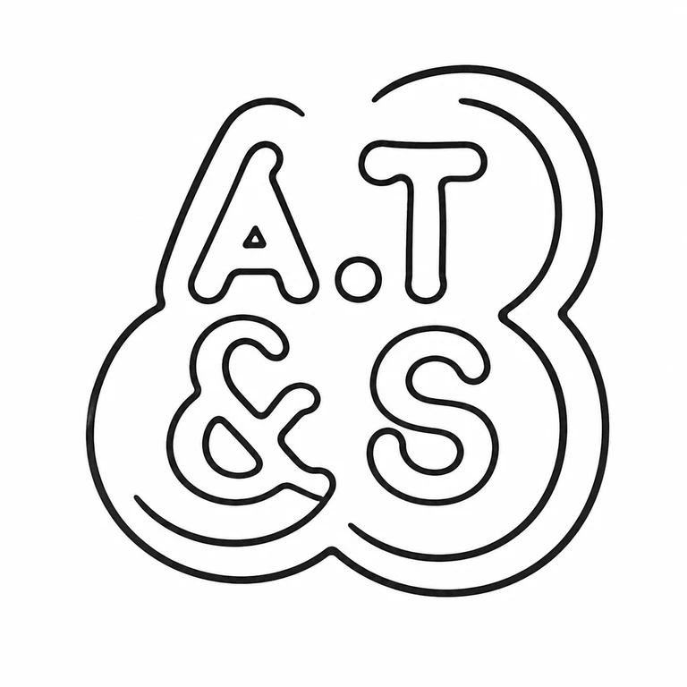 Andrew Taylor & Son: The upper two initials and lower ampersand-plus-initial arrangement are retained within the three-lobed source outline. line reconstruction.